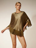Eirwyn Cape Fringe Satin Top