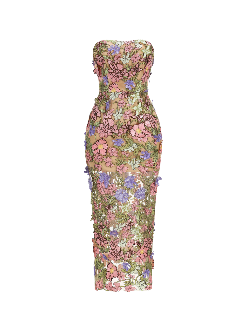 Eldrith Strapless Floral Embroidered Maxi Dress