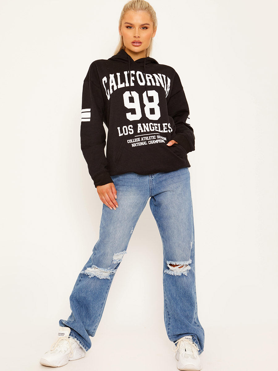 California 98 Graphic Print Fleeced Hoodie