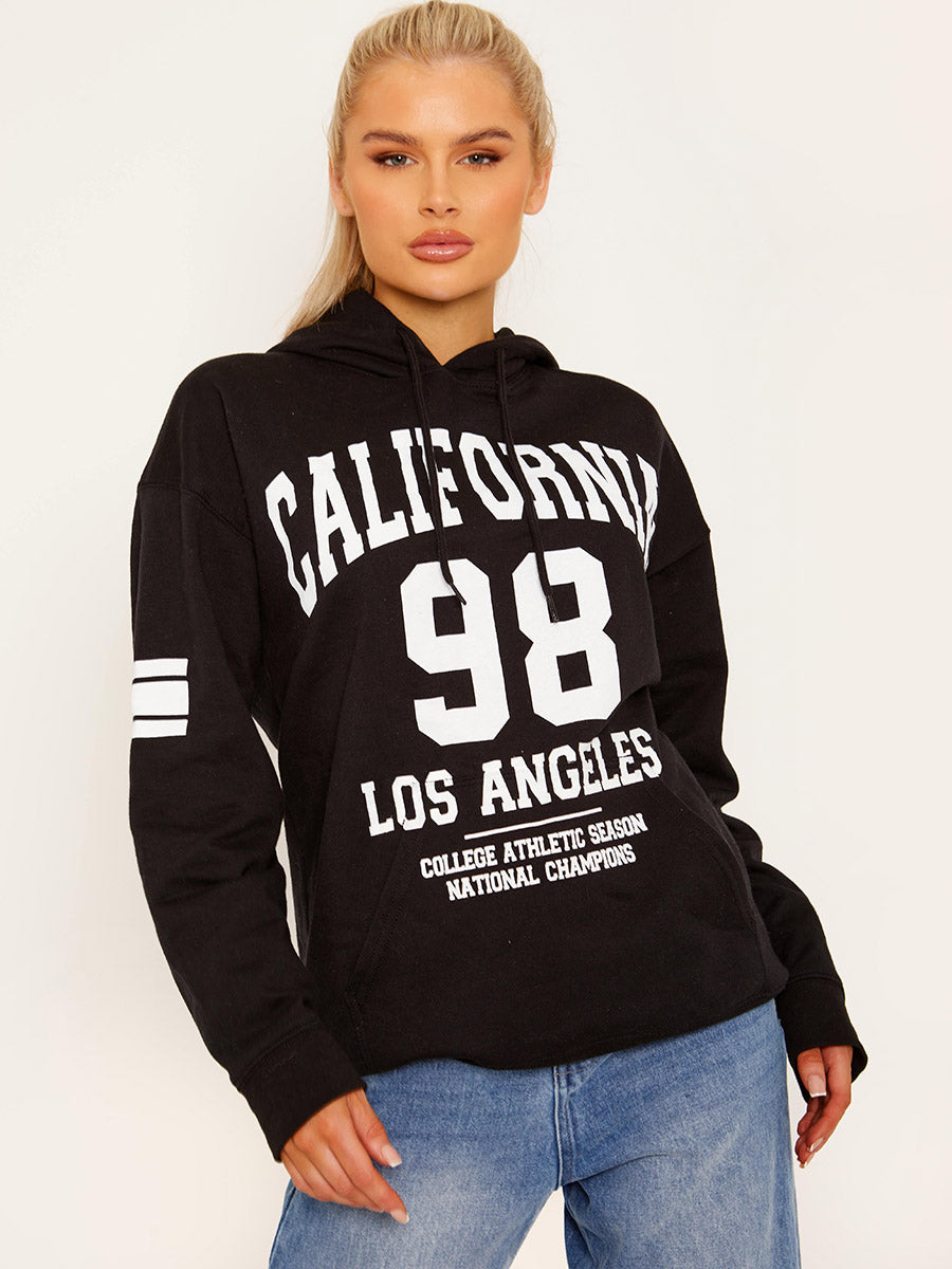 California 98 Graphic Print Fleeced Hoodie