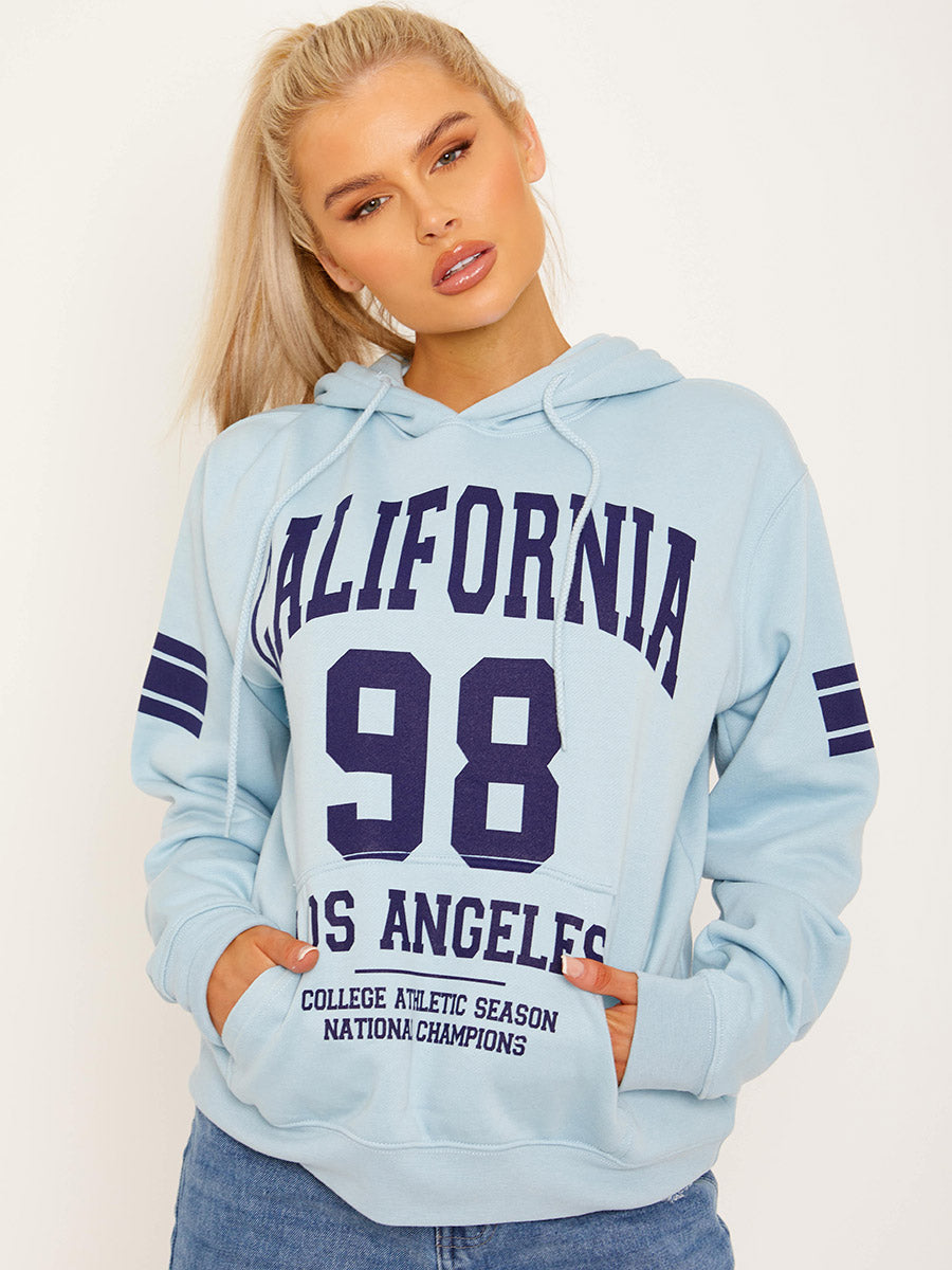 California 98 Graphic Print Fleeced Hoodie