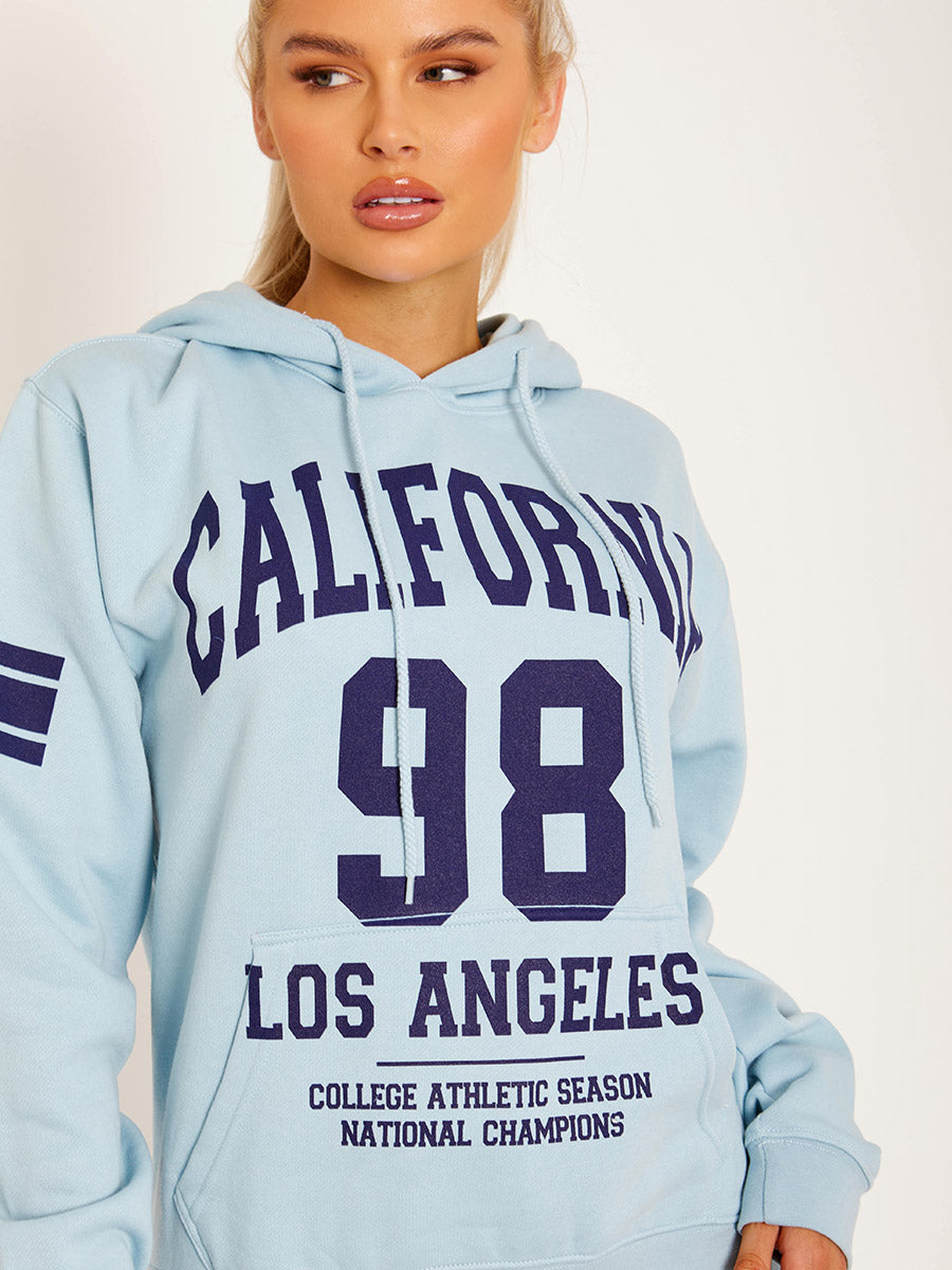 California 98 Graphic Print Fleeced Hoodie