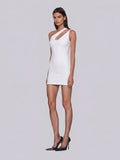 Elyndric One Shoulder Bandage Mini Dress In White