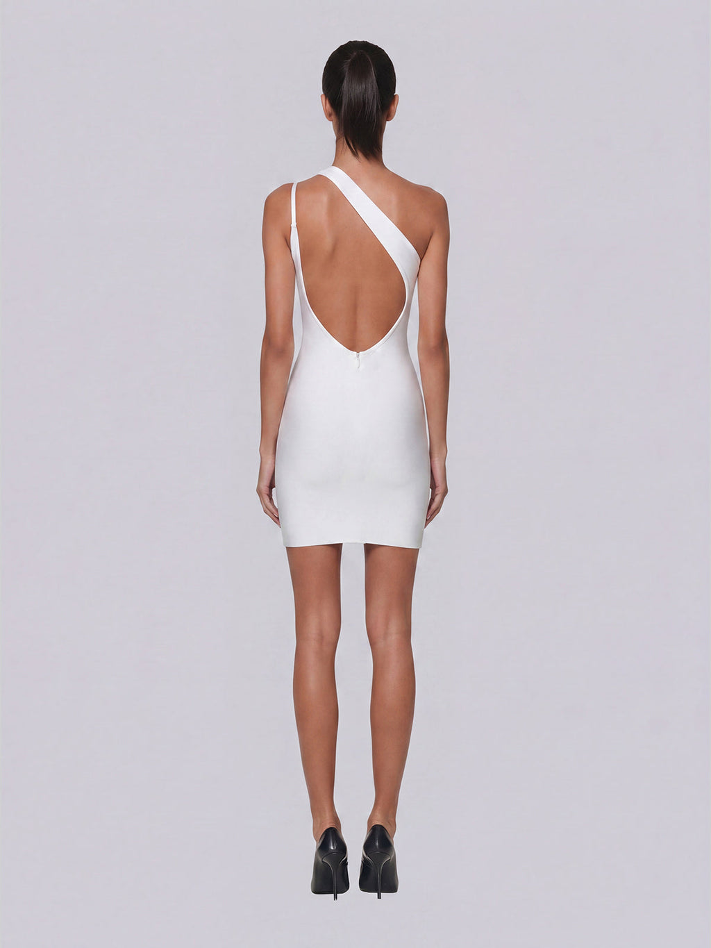 Elyndric One Shoulder Bandage Mini Dress In White