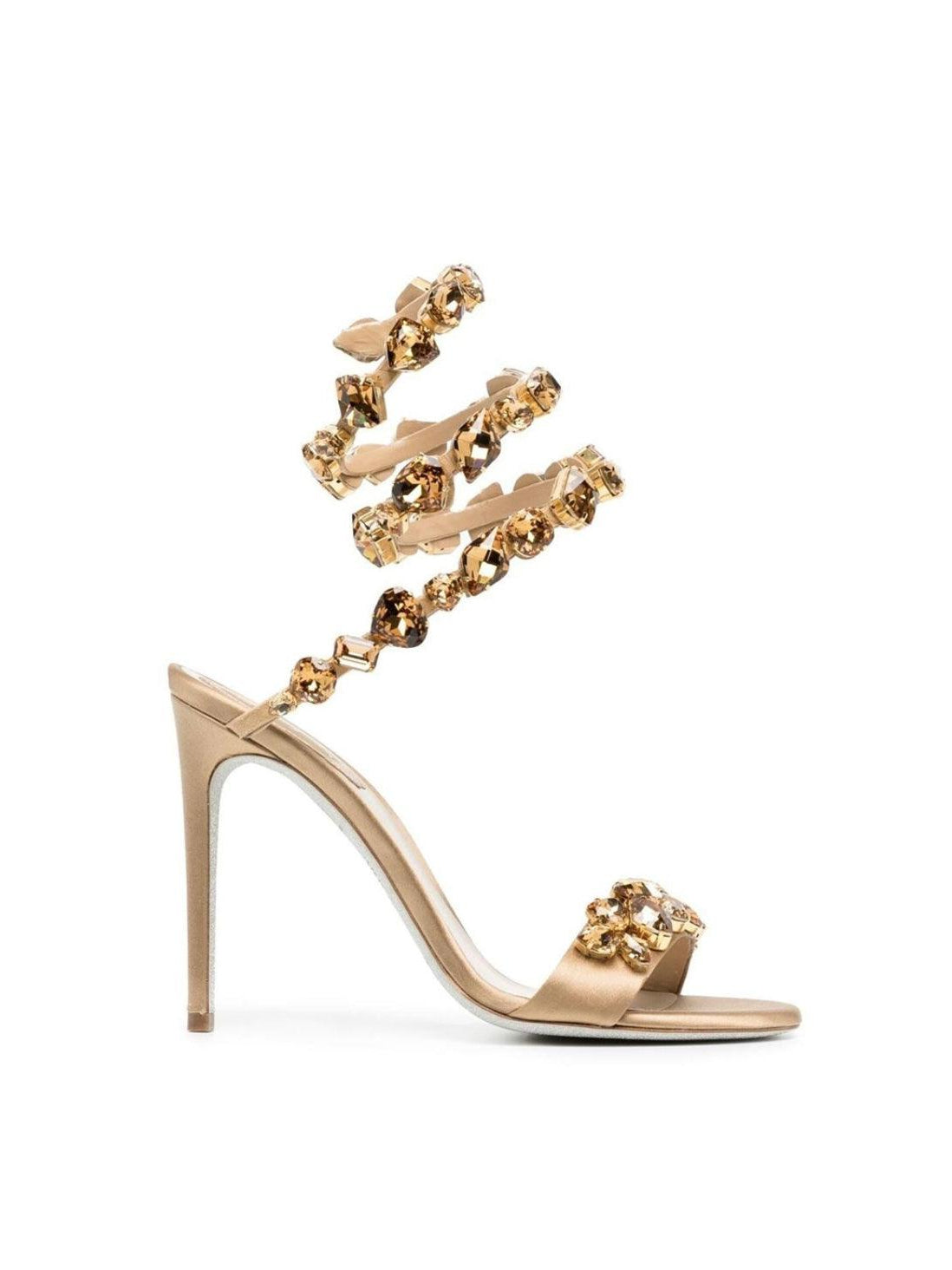 Elyra Snake Rhinestone Sandals In Gold