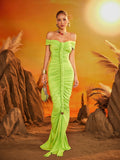 Elyviel Off Shoulder Ruched Maxi Dress