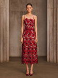Endelyn Strapless Sequin Floral Midi Dress