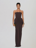 Exavory Strapless Ruched Maxi Dress