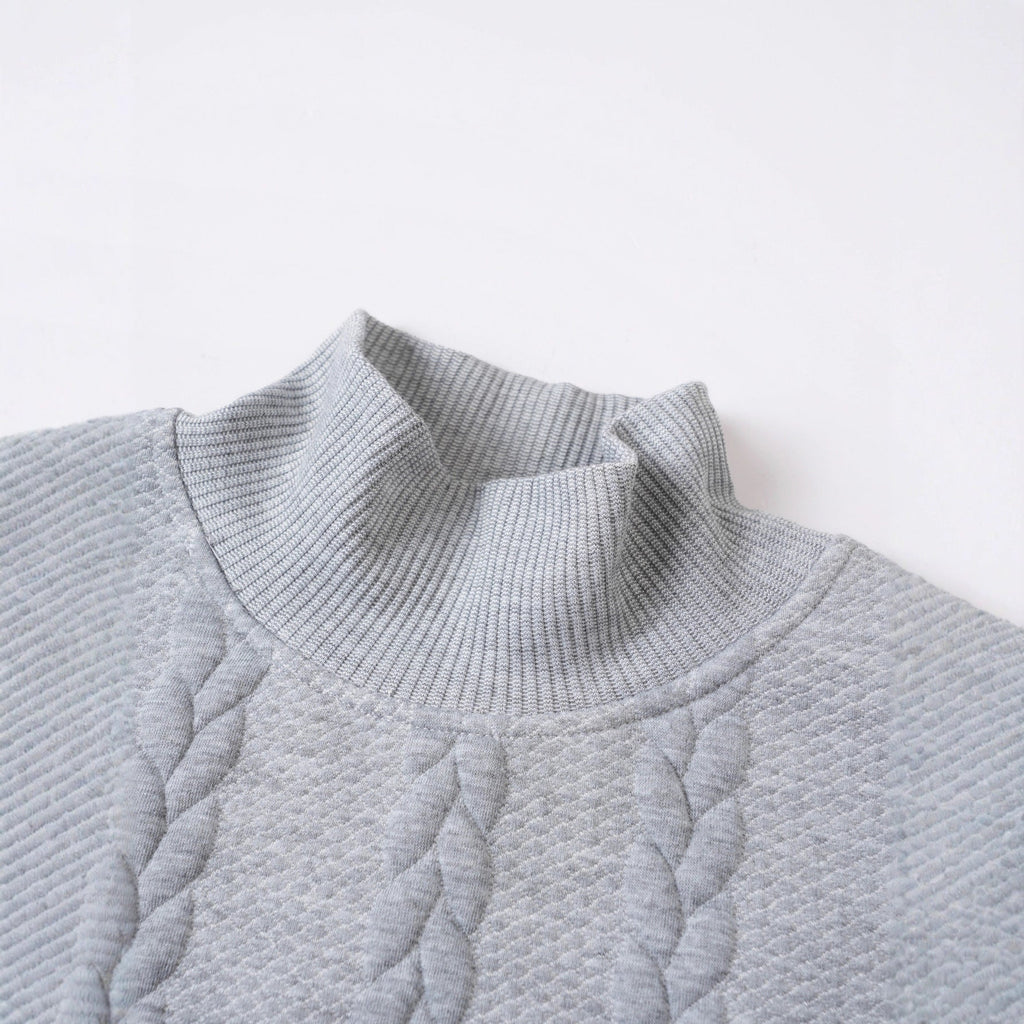 Knitted Solid Color Men's Fashion Jacquard High Collar Warm Sweater
