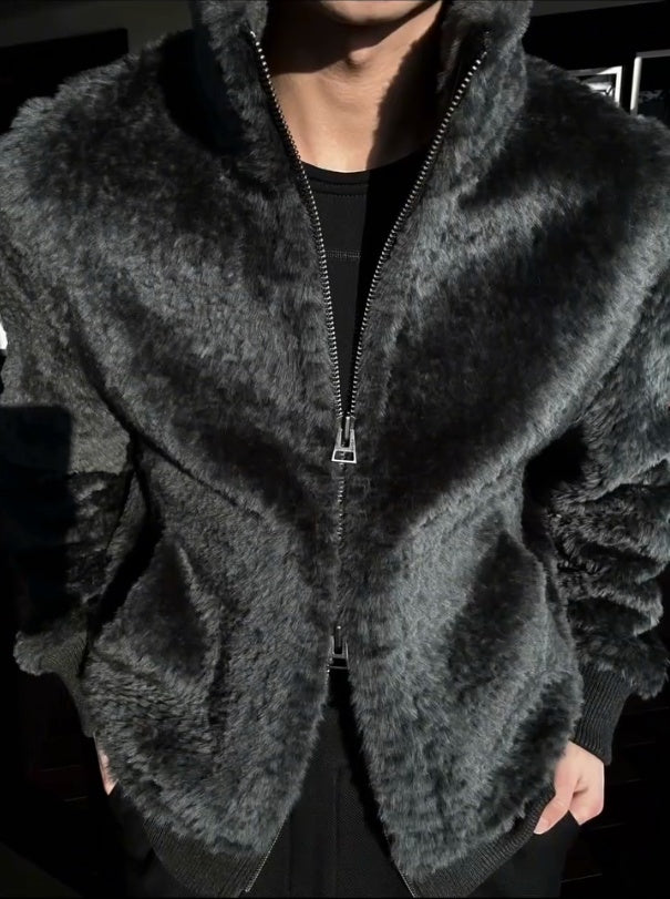 Men's Fashion Autumn And Winter Plush Zipper Jacket