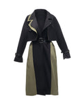 Women's New Retro Color Matching British Style Trench Coat