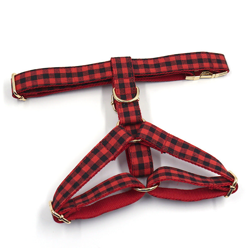 Red And Black Plaid Gold Buckle Pet Chest And Back Cover