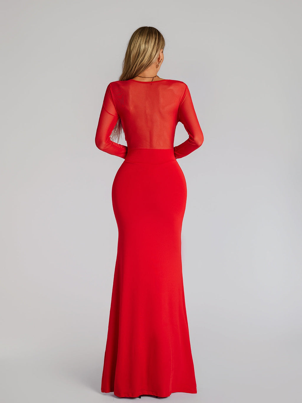 Fares Long Sleeve Tie Up Maxi Dress
