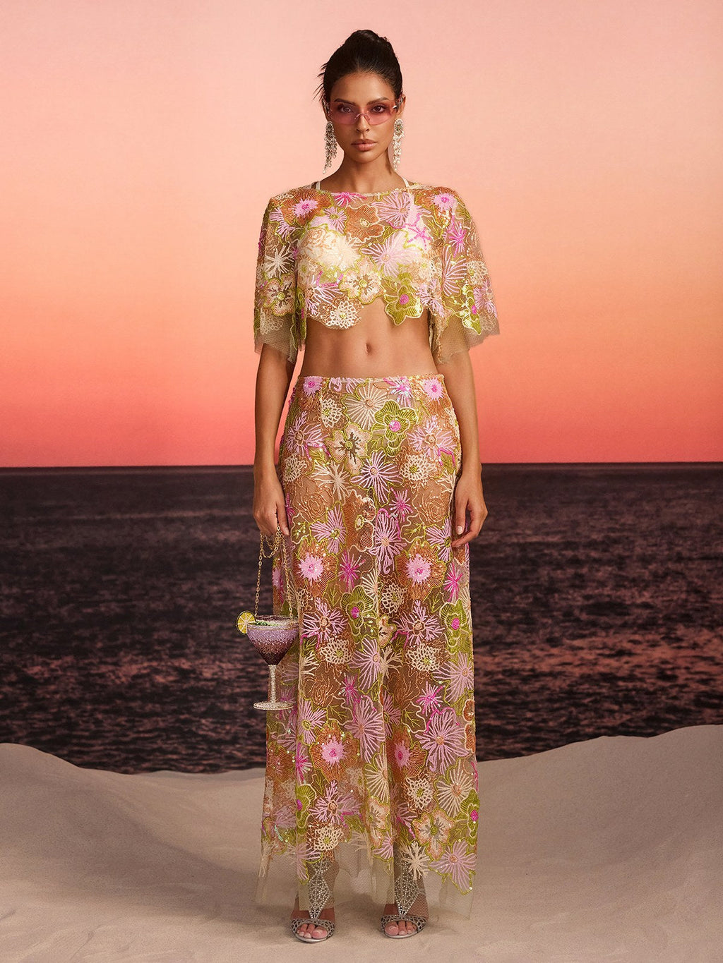 Fariba Floral Embroidered Skirt Set