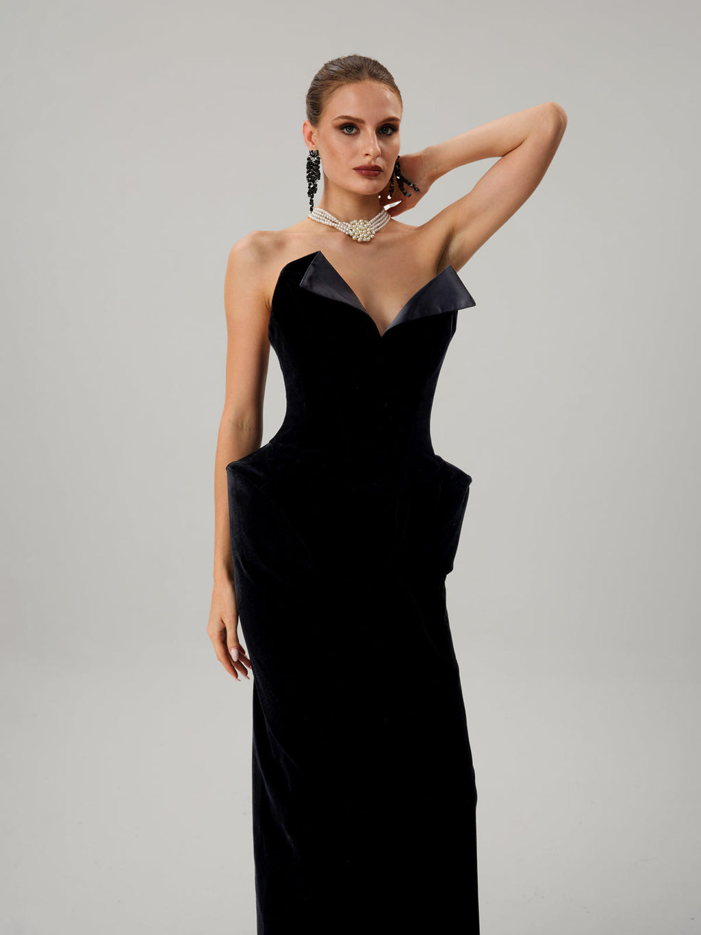 Farquhar Strapless Velvet Maxi Dress
