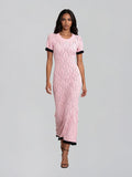 Fayric Short Sleeve Rhombus Maxi Dress