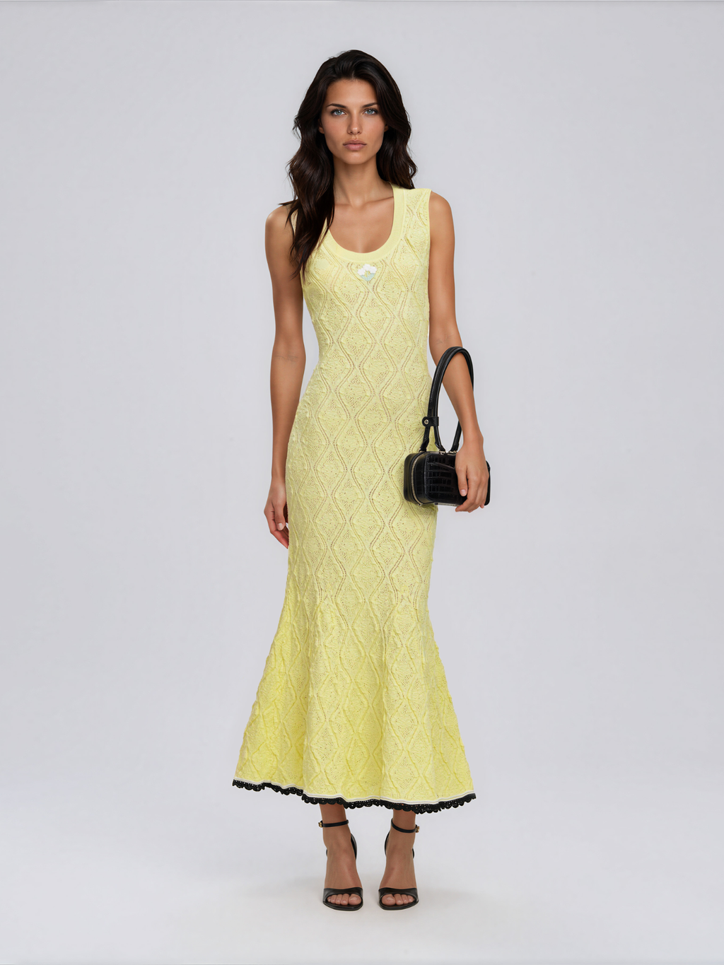 Fayric U Neck Rhombus Maxi Dress