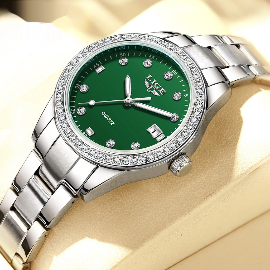 Fashion Girl Quartz Watch Diamond-encrusted Multifunctional Waterproof Luminous