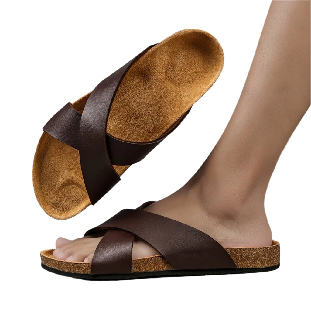 All Season Unisex Comfy Cork Slides Cross Strap Slides
