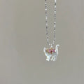 Transparent Cat Rhinestone Pendant Necklace