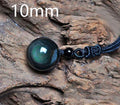 Natural Obsidian Rainbow Eye Pendant Necklace