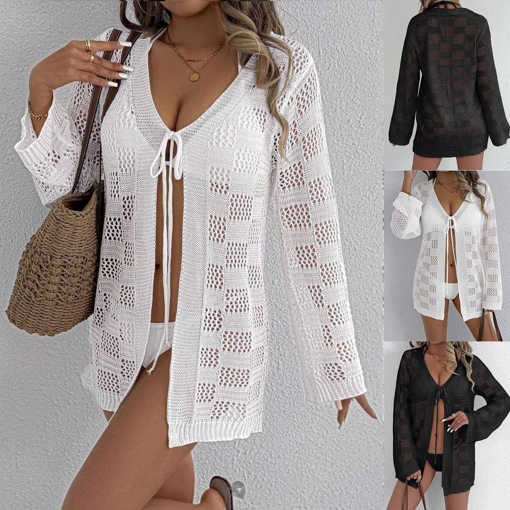 Women's Cardigan Hollow Out Long Sleeve Sun Protective Blouse