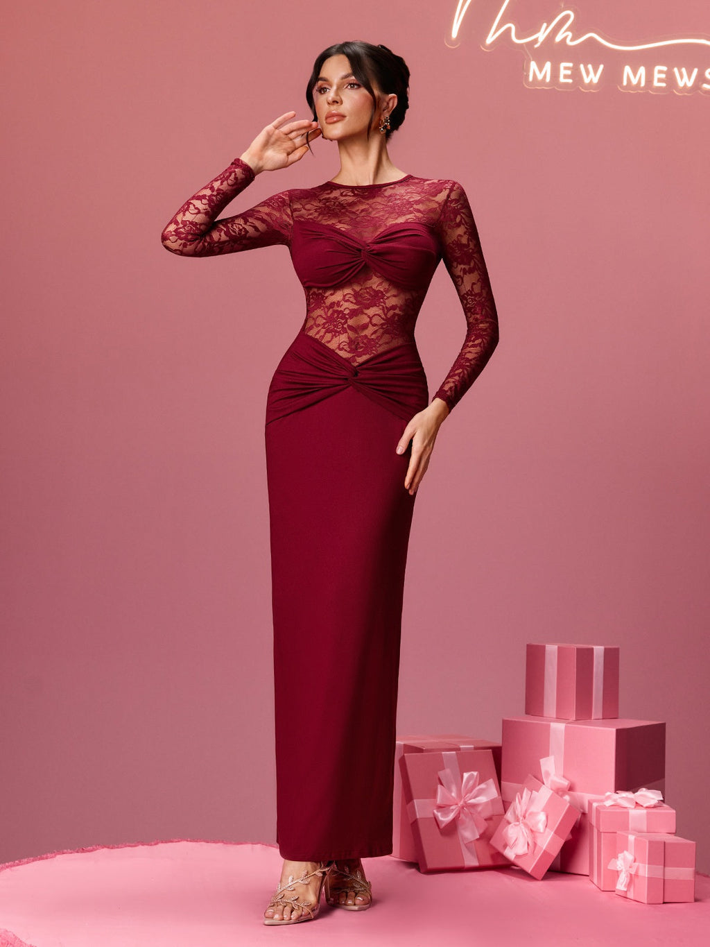 Feria Long Sleeve Lace Maxi Dress