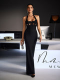 Ferid Halterneck Cutout Bandage Maxi Dress In Black
