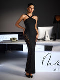Fevronia Halterneck Lace Bandage Maxi Dress