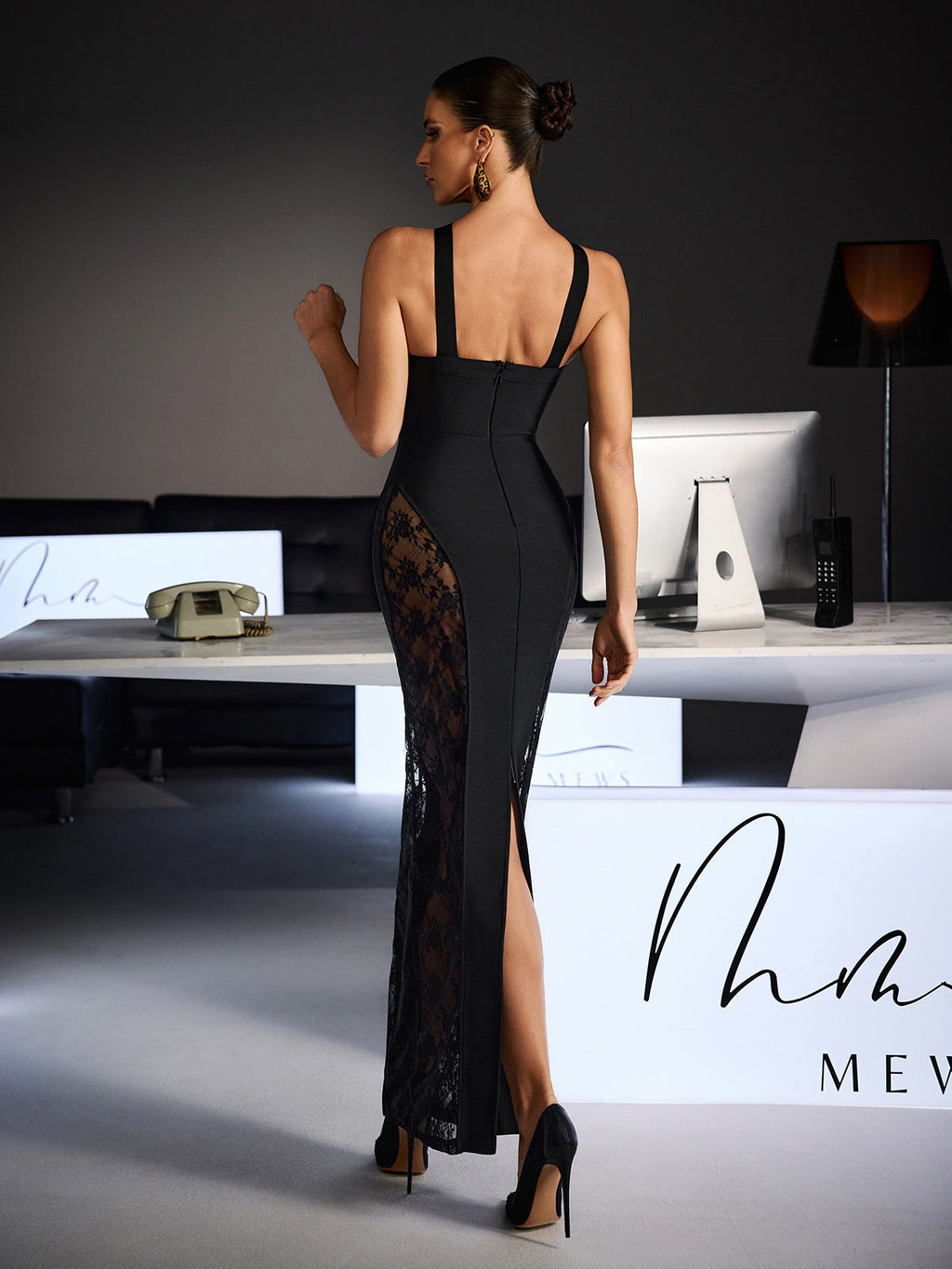 Fevronia Halterneck Lace Bandage Maxi Dress