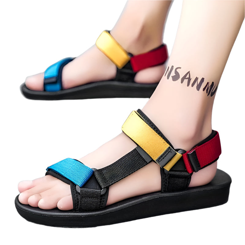 Men's Breathable Fabric Upper & Mesh Lining, Adjustable Straps with Buckles, Lightweight EVA Sole Sandals