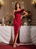 Finella Off Shoulder Flower Bandage Maxi Dress