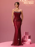 Fleurette Strapless Twisted Rhinestone Mesh Maxi Dress