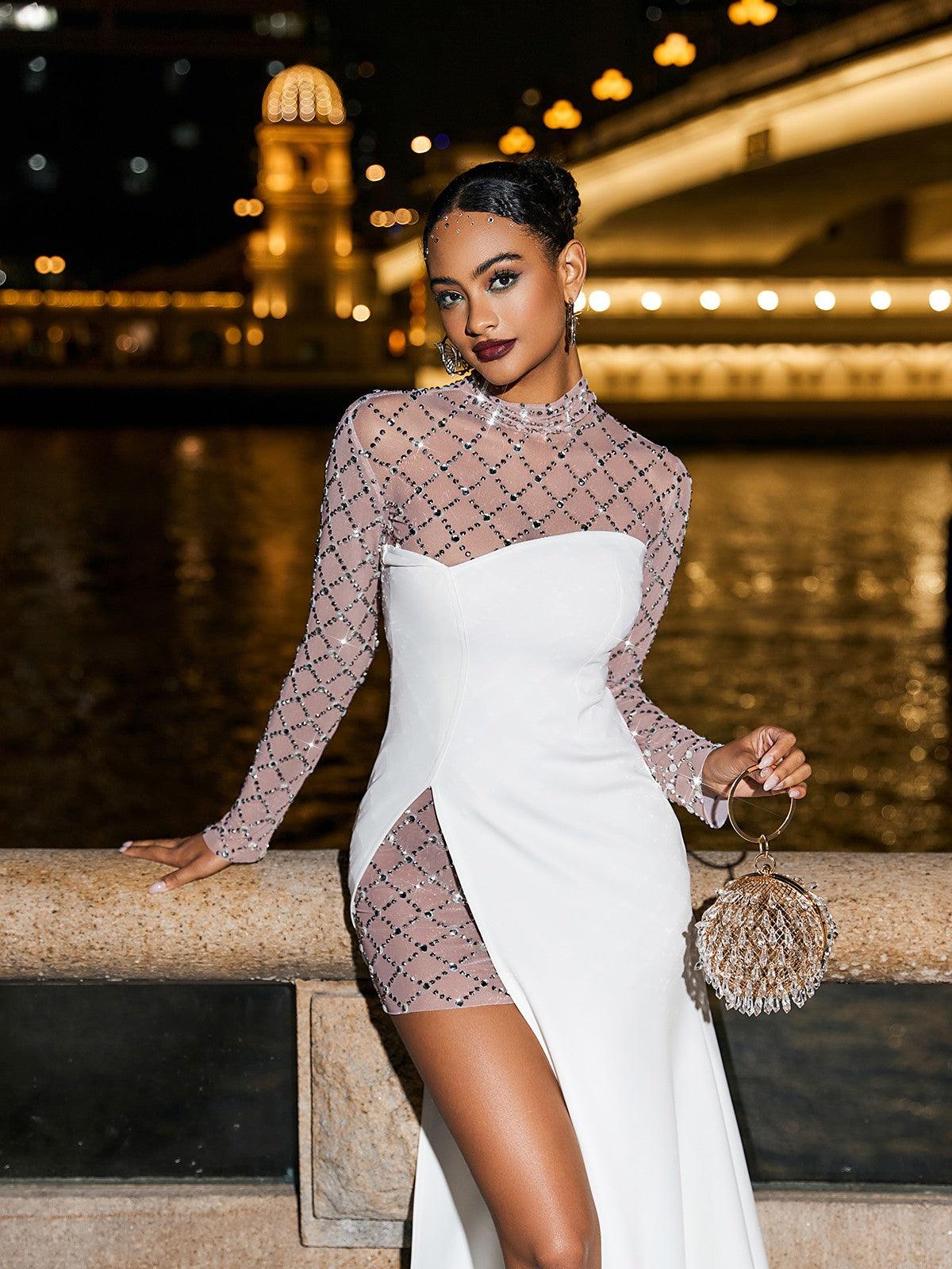 Foster Net Rhinestone Mesh Dress