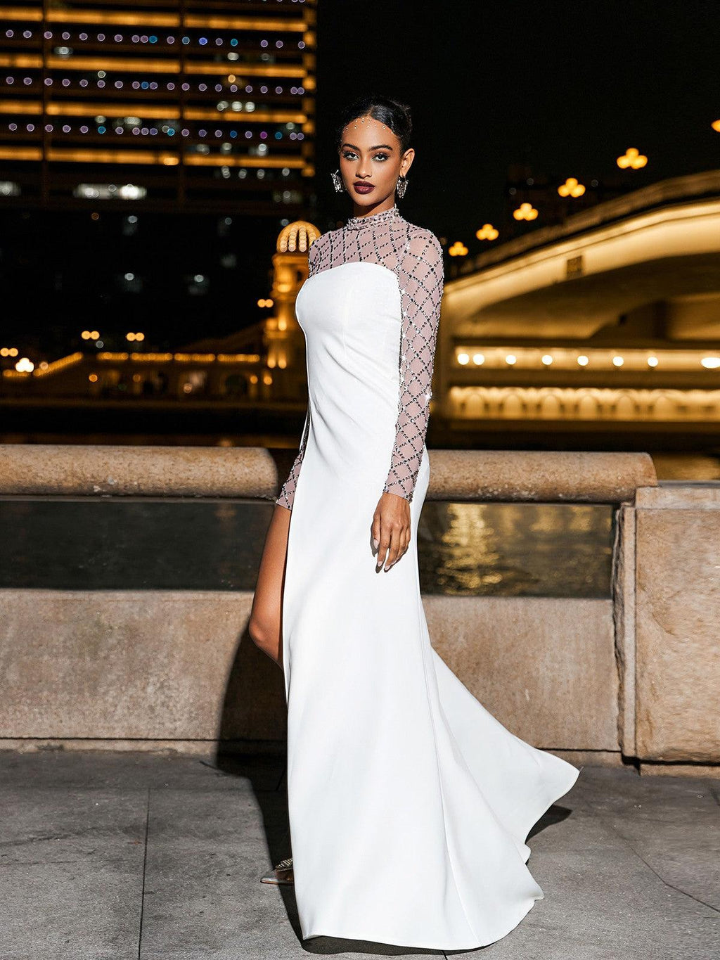Foster Net Rhinestone Mesh Dress