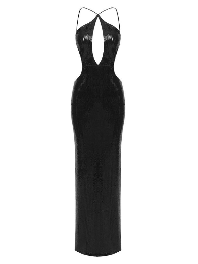 Gaiwan Cutout Sequin Maxi Dress In Black