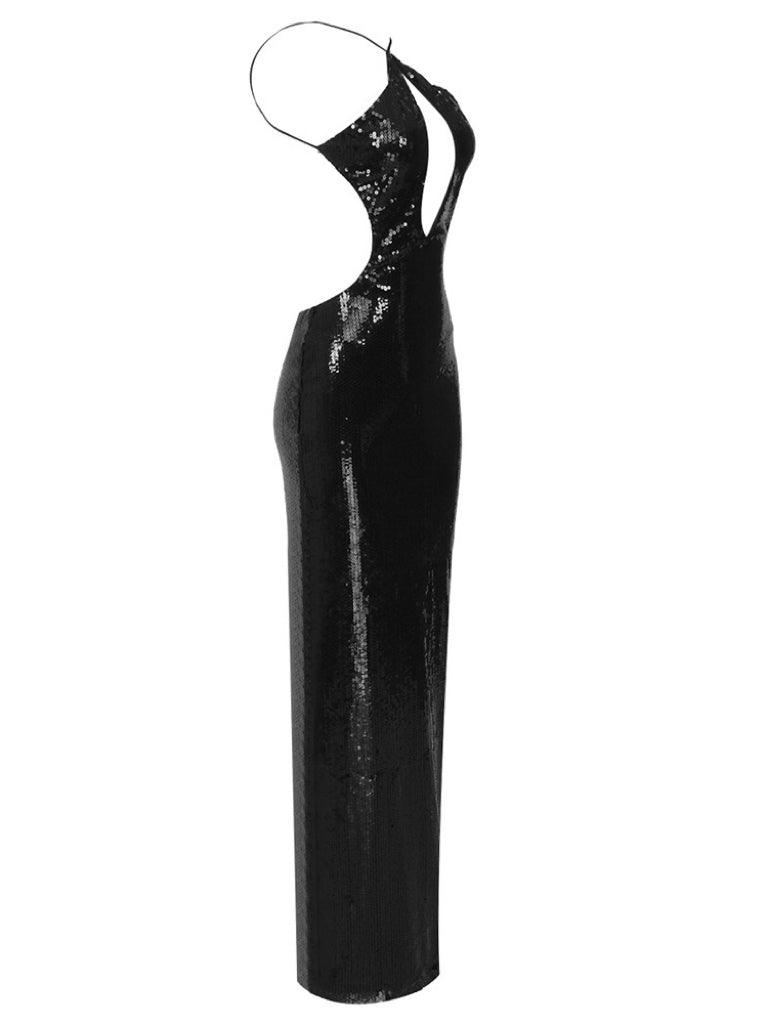 Gaiwan Cutout Sequin Maxi Dress In Black