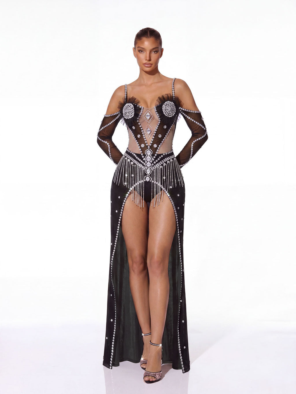 Geysera Spaghetti Fringe Crystal Dress