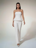 Glyxen Strapless Flower Flare Pants Set