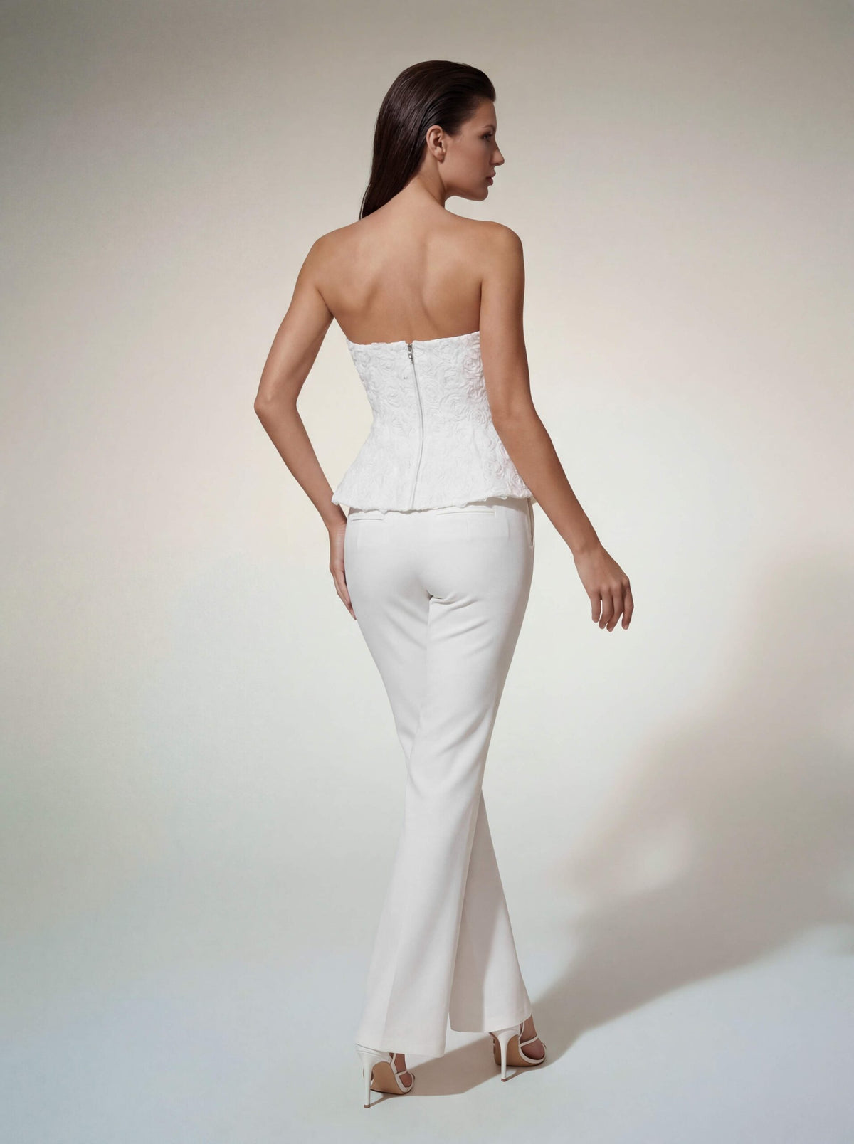 Glyxen Strapless Flower Flare Pants Set