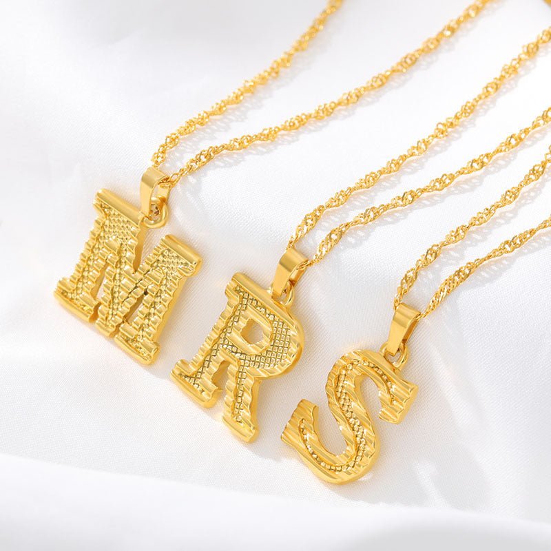 Gold Initial Letter Necklace – 18K Gold Plated A–Z Alphabet