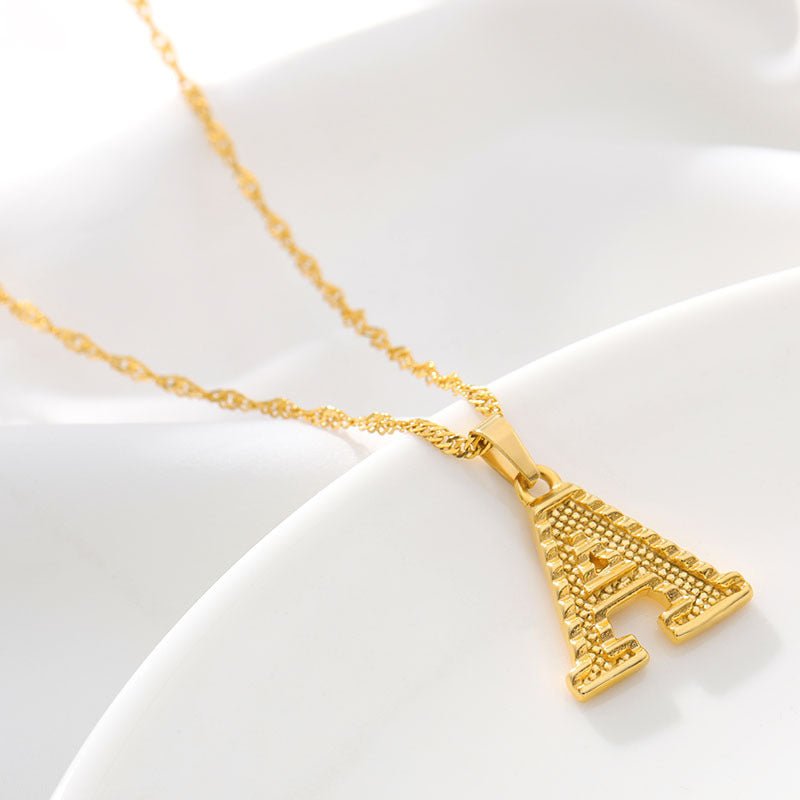 Gold Initial Letter Necklace – 18K Gold Plated A–Z Alphabet