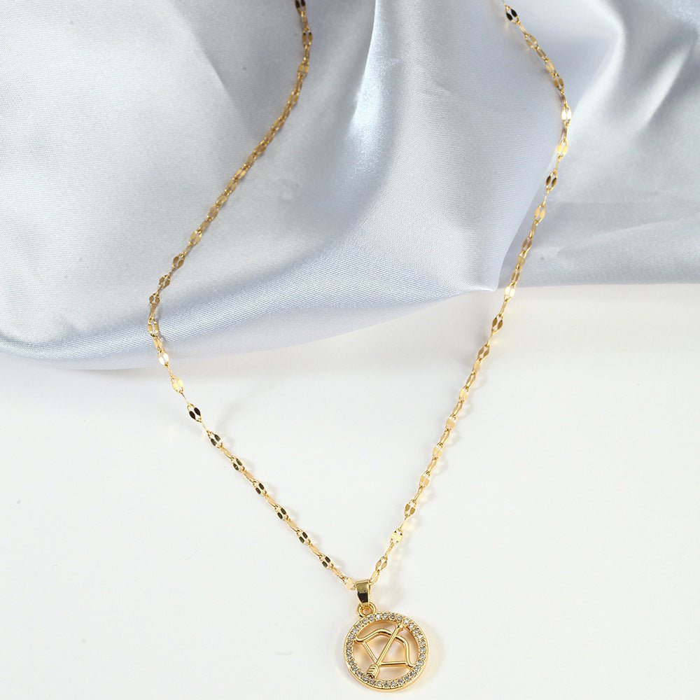 Golden Twelve Constellation Pendant Necklace