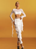 Gyrala Lace Draped Tiered Skirt Set