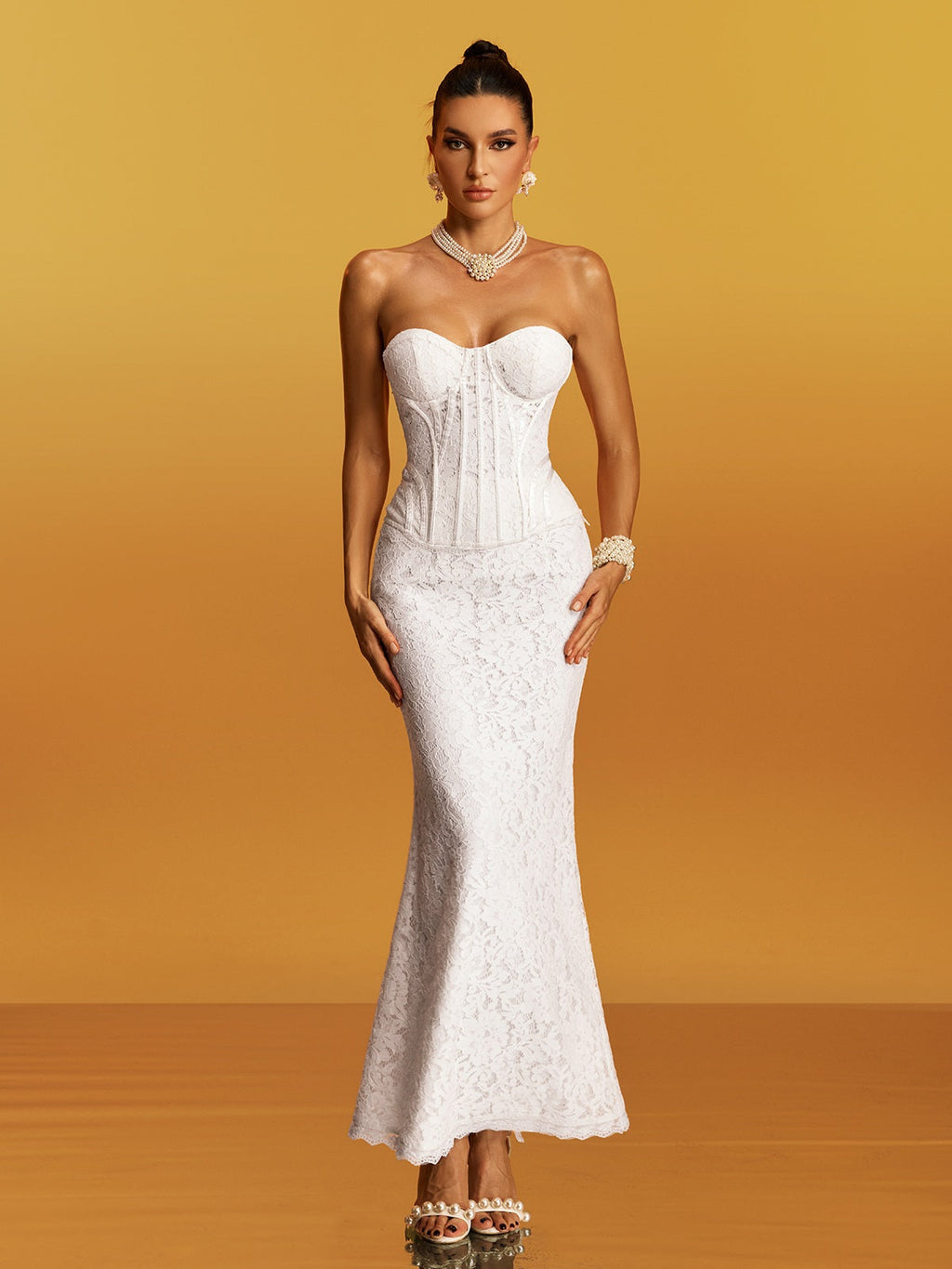 Gyrex Strapless Floral Maxi Dress