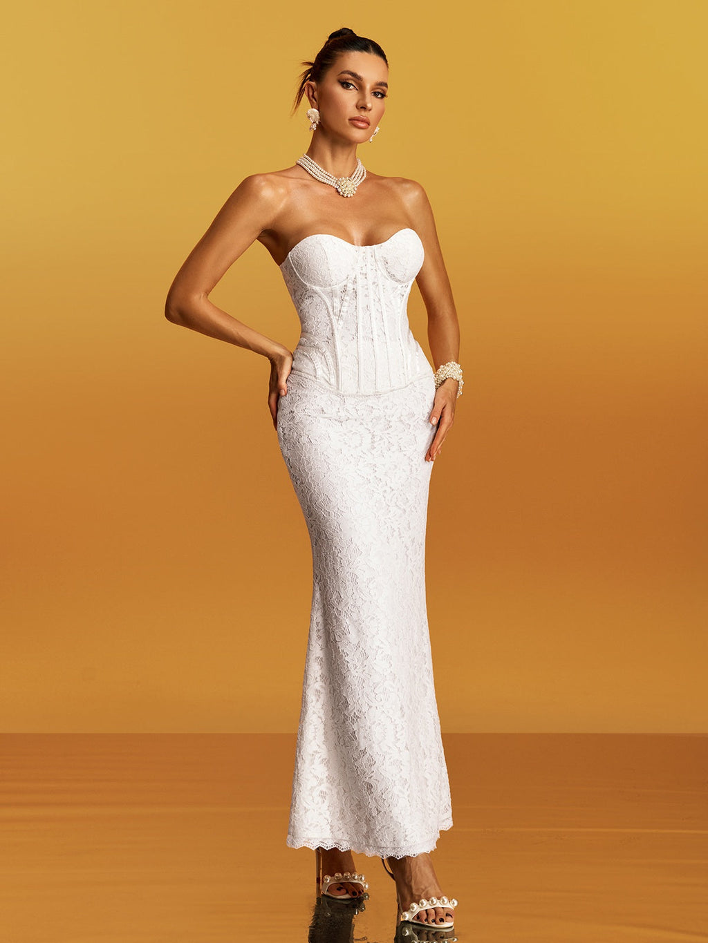 Gyrex Strapless Floral Maxi Dress