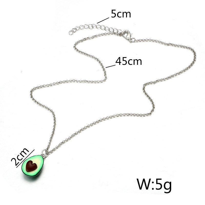 Handmade Avocado Halves Necklace & Earrings Set
