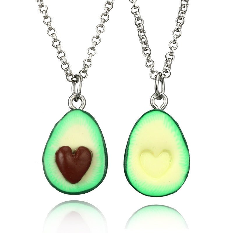 Handmade Avocado Halves Necklace & Earrings Set