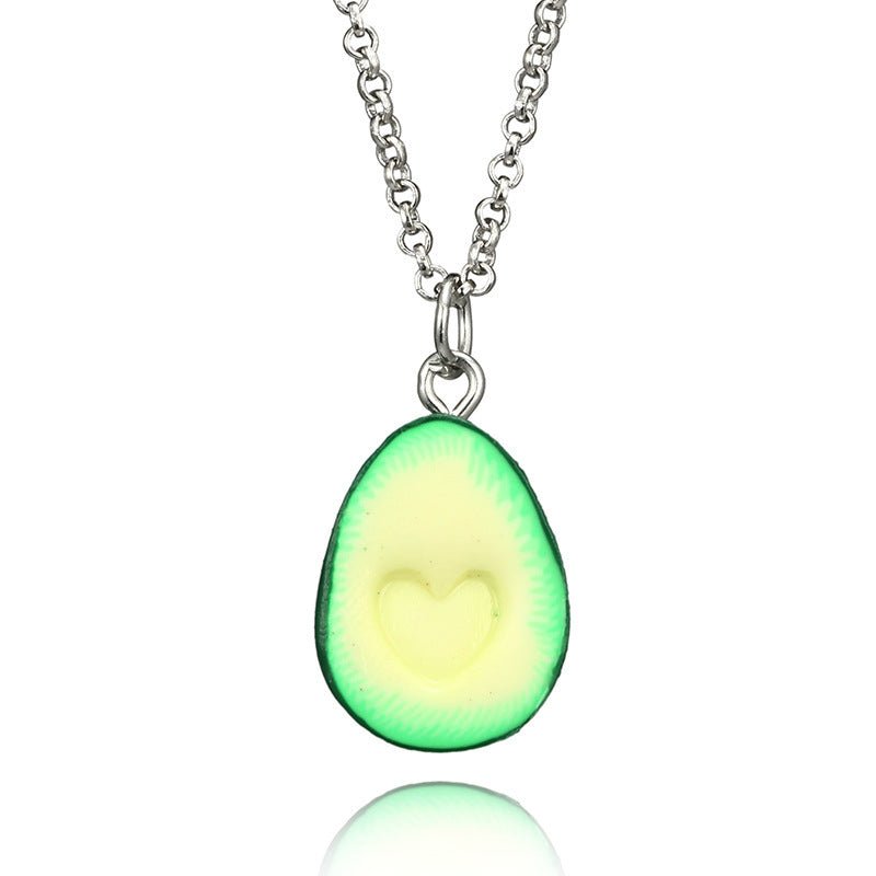 Handmade Avocado Halves Necklace & Earrings Set