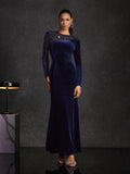 Hyalina Velvet Mesh Diamond Maxi Dress